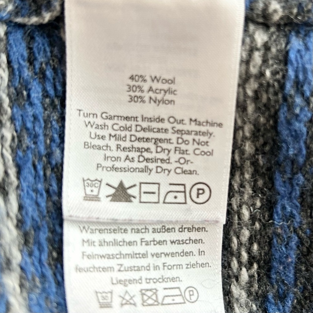 Eddie Bauer Men’s Fair Isle Wool Blend Crewneck Sweater- Blue/Gray - Large - Picture 9 of 10